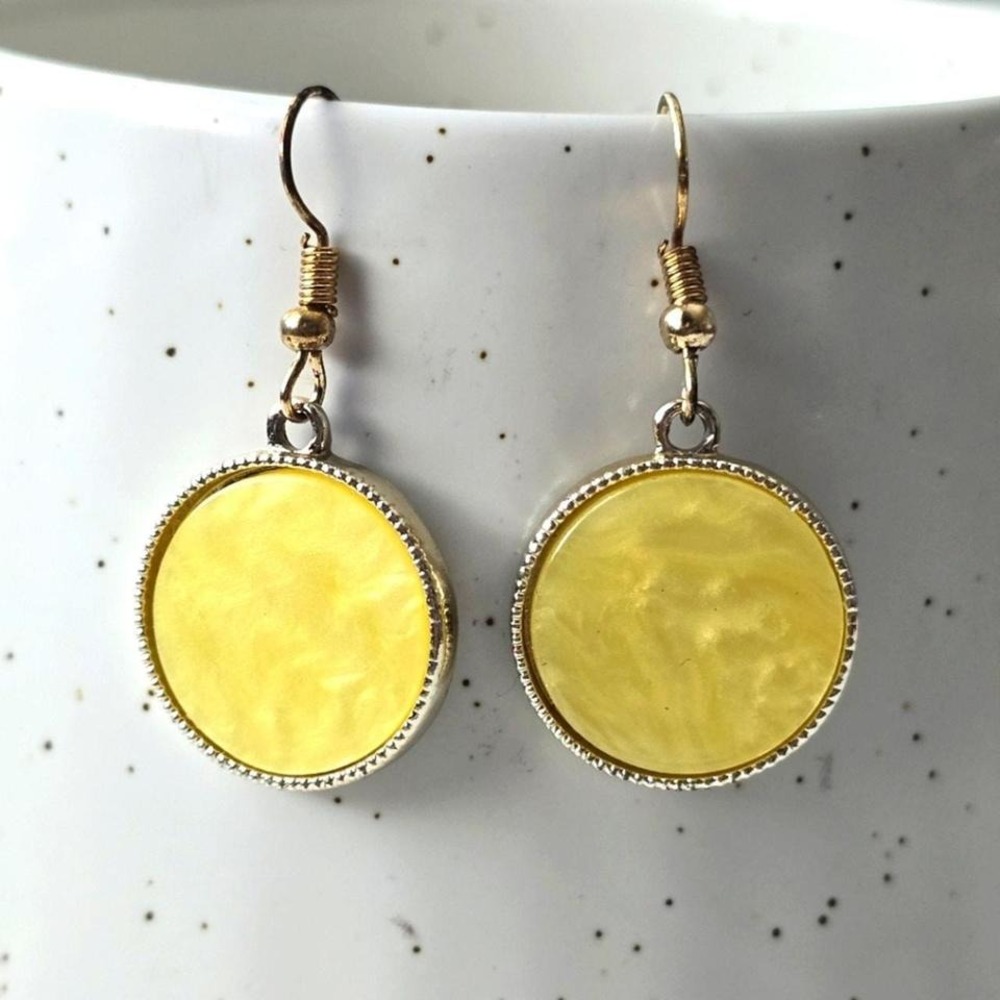 Yellow Disc Circle Hook Dangle Fashion Jewelry‎ Earrings NWT E100